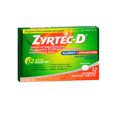 Tylenol, Zyrtec-D Allergy And Congestion, Extended Release Tablets 12 tabs