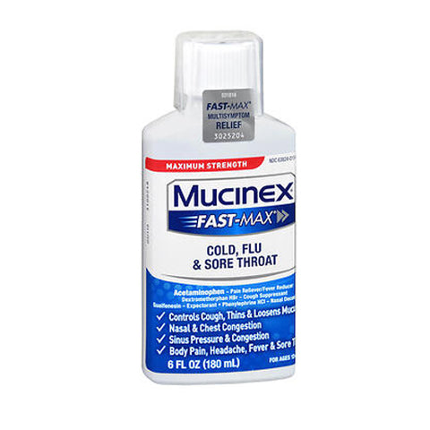 Mucinex, Fast-Max Adult Liquid For Cold Flu And Sore Throat, 6 oz