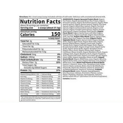 Garden of Life, RAW Organic Meal, Vanilla 969 Grams