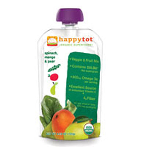 Happy Baby Food, Organic Superfoods Spinach Mango Pear Satge 4, 4.22 Oz(Case Of 16)