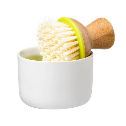Full Circle Home, Bubble Up 2.36 Inch With Bamboo Dish Brush Green, GREEN 1 COUNT