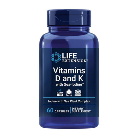 Life Extension, Vitamins D and K with Sea-Iodine, 60 Caps