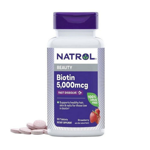 Natrol, Biotin Fast Dissolve, 5000 MCG, 90 TABS