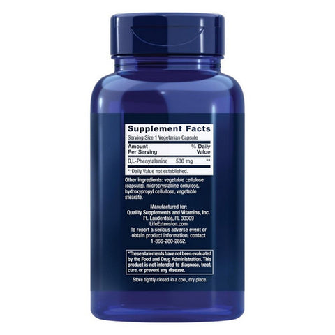 Life Extension, D - L-Phenyalanine, 500 mg, 100 Vcaps