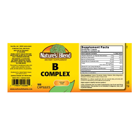 Nature's Blend, B Complex Capsules, 100 Caps