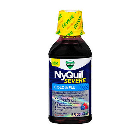Procter & Gamble, NyQuil Severe Cold And Flu Liquid Berry Flavor, 12 Oz