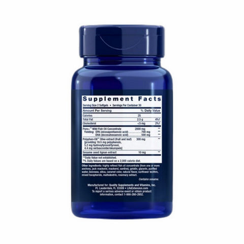 Life Extension, Super Omega-3 EPA/DHA Fish Oil Sesame Lignans & Olive Extract, 60 Soft Gels