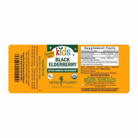 Herb Pharm, Kids Black Elderberry Glycerite, 4 fl oz