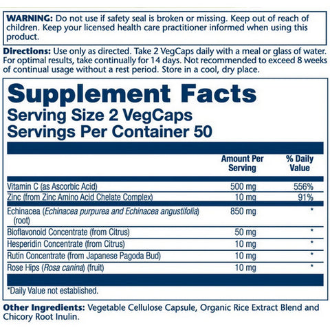 Solaray, Echinacea With Vitamin C & Zinc, 100 Caps