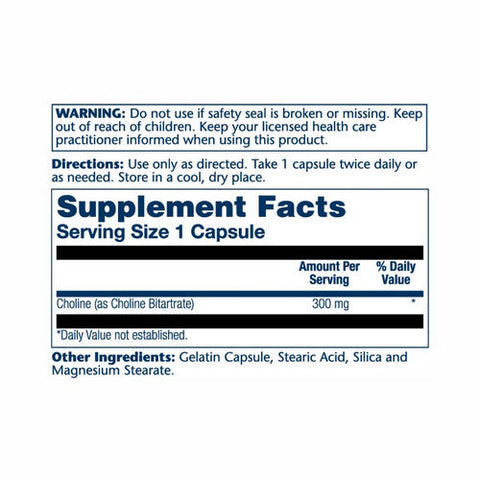 Solaray, Choline, 300 mg, 100 Caps Solaray