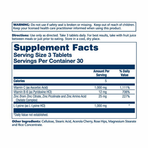 Solaray, L-Lysine, 1,000 mg, 90 Tabs