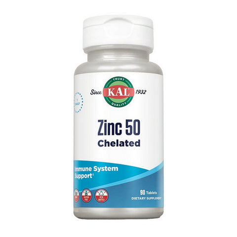 Kal, Zinc 50 Chelated, 90 Tabs