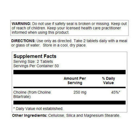 Kal, Choline, 250 mg, 100 Tabs