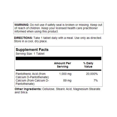 Kal, Pantothenic Acid, 1,000 mg, 100 Tabs