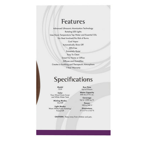 Now Foods, Ultrasonic Faux Wood Grain Diffuser, 1 Count