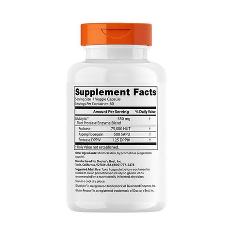 Doctors Best, Gluten Rescue with Glutalytic, 60 Veggie Caps