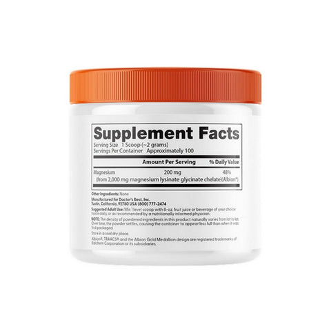 Doctors Best, High Absorption Magnesium, 100 mg, 200 Grams