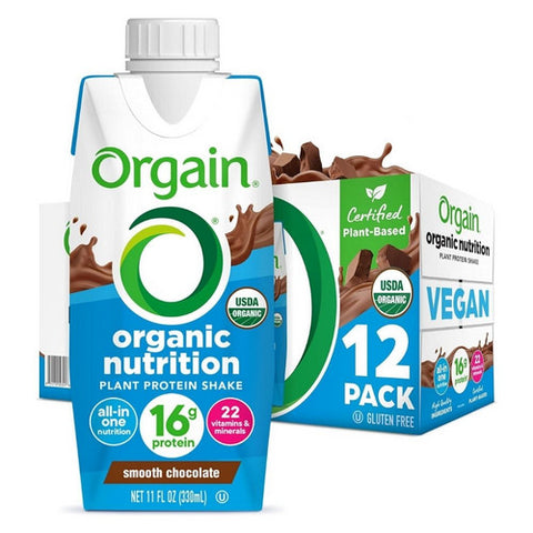 Orgain, Vegan Nutritional Shake Smooth Chocolate, 11 Oz(Case Of 12)