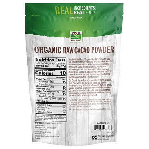 Now Foods, Organic Raw Cacao Powder, 12 Oz Now Foods