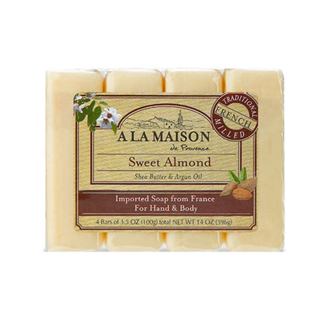 A La Maison, French Milled Hand And Body Bar Soap Sweet Almond, Sweet Almond 4/3.5 Oz