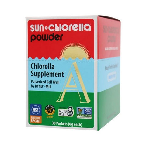 Sun Chlorella, Powder Green Algae Superfood Supplement Chlorophyll, 30 Packets