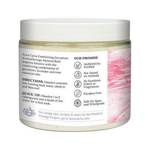 Aura Cacia, Mineral Bath, Comforting Geranium 16 Oz Jar