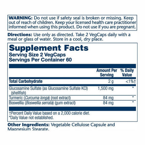 Solaray, Two Daily Glucosamine Sulfate With Turmeric And Boswellia, 1500 mg, 120 caps