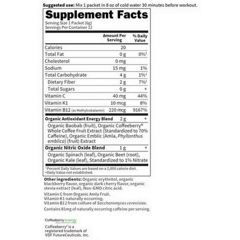 Garden of Life, Sport Organic Plant-Based Energy Plus Focus Pre-Workout, Blackberry 12 Count