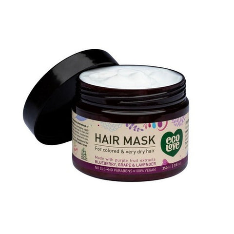 Eco Love, Hair Mask For Colored And Very Dry Hair Blueberry Grape And Lavender, 11.8 Oz