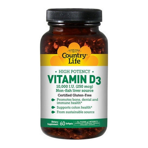 Country Life, Vitamin D3, 10,000 Iu, 60 Tabs