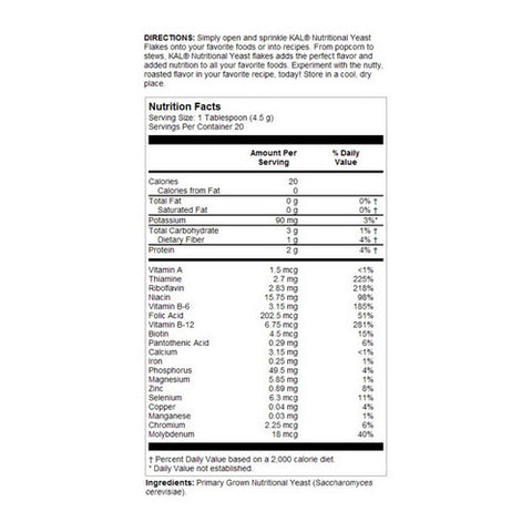 Kal, Nutritional Yeast Flakes, 3.1 Oz