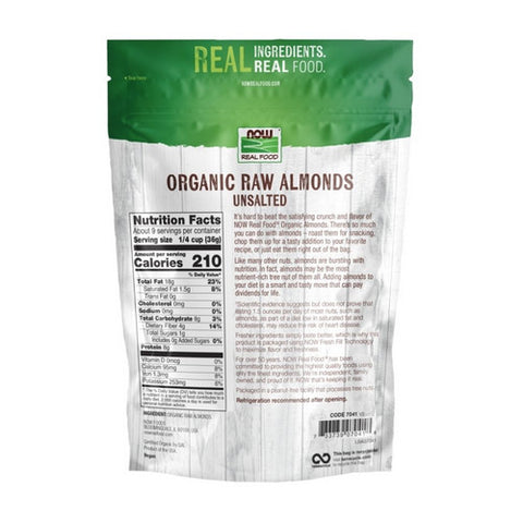 Now Foods, Organic Raw Almonds Unsalted, 12 Oz