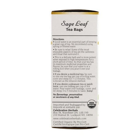 Celebration Herbals, Organic Sage Leaf Tea, 24 Bags
