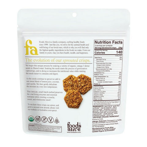Foods Alive, Organic Sprouted Crisps Lemonly Lemon, 4 Oz