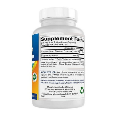 Best Naturals, Calcium Pyruvate, 750 mg, 120 Caps
