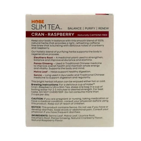 Hobe Labs, Ultra Slim Tea Cran-Raspberry, 24 Bags Hobe Labs