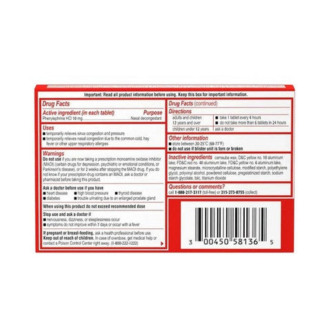 Sudafed Pe, Congestion Tablets, 36 Count Sudafed Pe