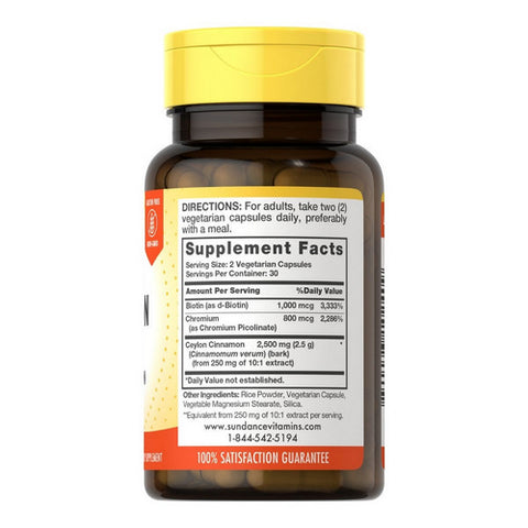 Sundance, Ultra Cinnamon + Chromium & Biotin Capsules, 60 Caps