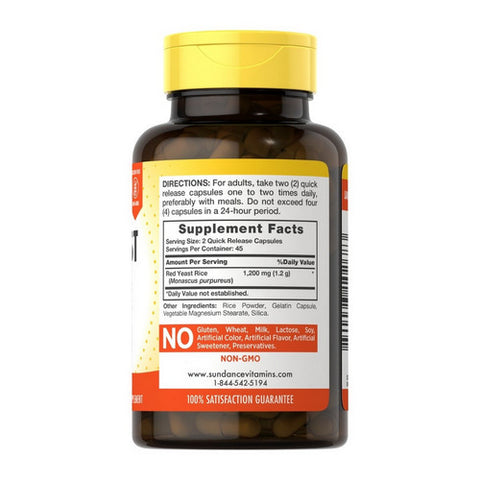 Sundance, Red Yeast Rice Quick Release Capsules, 600 mg, 90 Caps