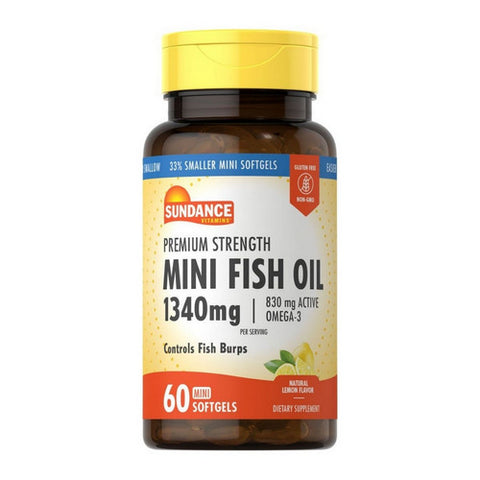 Sundance, Vitamins Fish Oil Mini Softgels Natural Lemon Flavor, 1300 mg, 60 Tabs