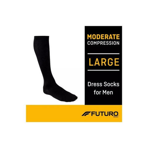 Futuro, Lifestyle Compression Dress Socks For Men Moderate Large Black, 1 Each Futuro