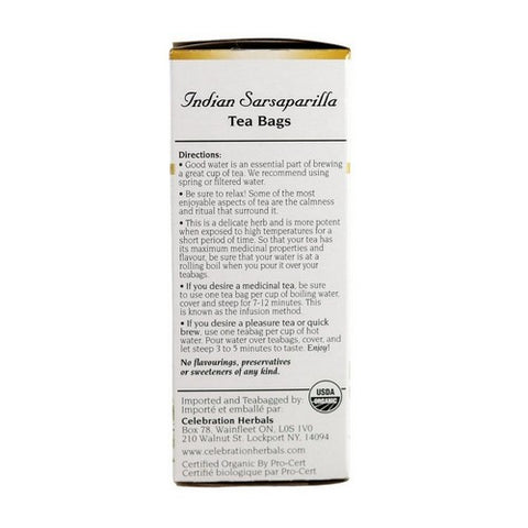 Celebration Herbals, Organic Sarsaparilla Root, 24 Bags