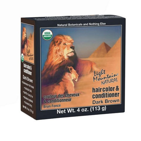 Light Mountain, Natural Hair Colour And Conditioner Dark Brown, Dark-Brown 4 Oz