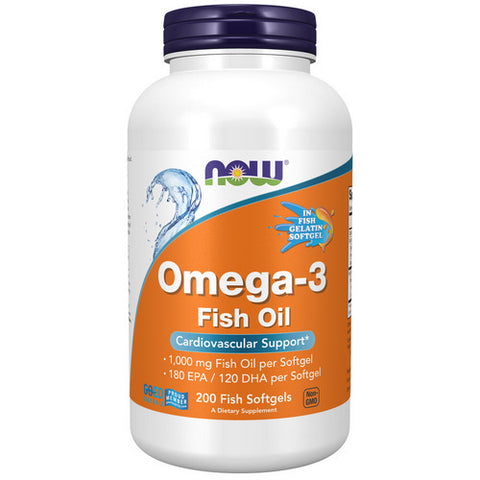 Now Foods, Omega-3 Molecularly Distilled Fish Softgels, 1000 mg, 200 Softgels