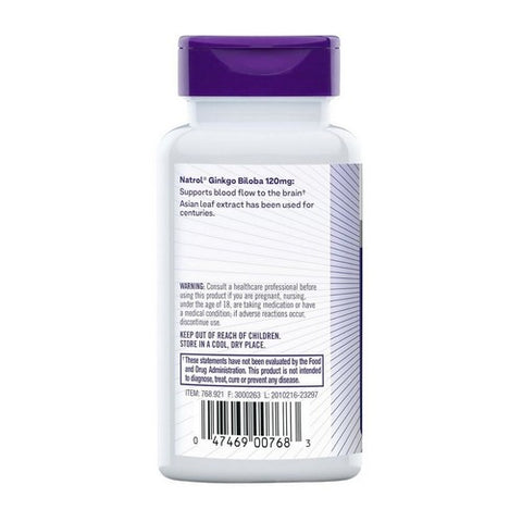 Natrol, Brain Health Ginkgo Biloba, 120 MG, 60 Capsules
