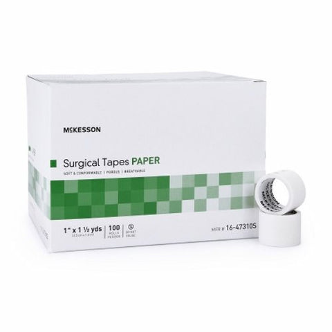 McKesson, Medical Tape McKesson Paper 1 Inch X 1-1/2 Yard White NonSterile, Box Of 100