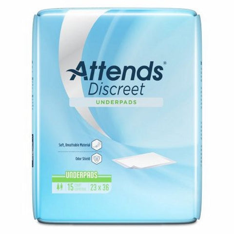 Attends, Discreet Disposable Underpad Polymer Light Absorbency, Case Of 10