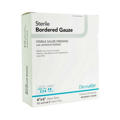 DermaRite, Adhesive Dressing 6 X 6 Inch Gauze Sterile, Box Of 25