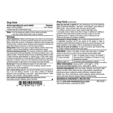 McKesson, Pain Reliever Regular Strength Aspirin Enteric Coated, 325 Mg, 1000 Tablets