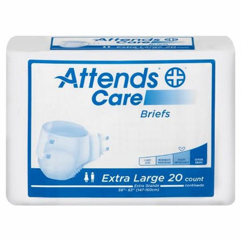 Attends, Unisex Adult Incontinence Brief Care X-Large Disposable Heavy Absorbency, Count of 20